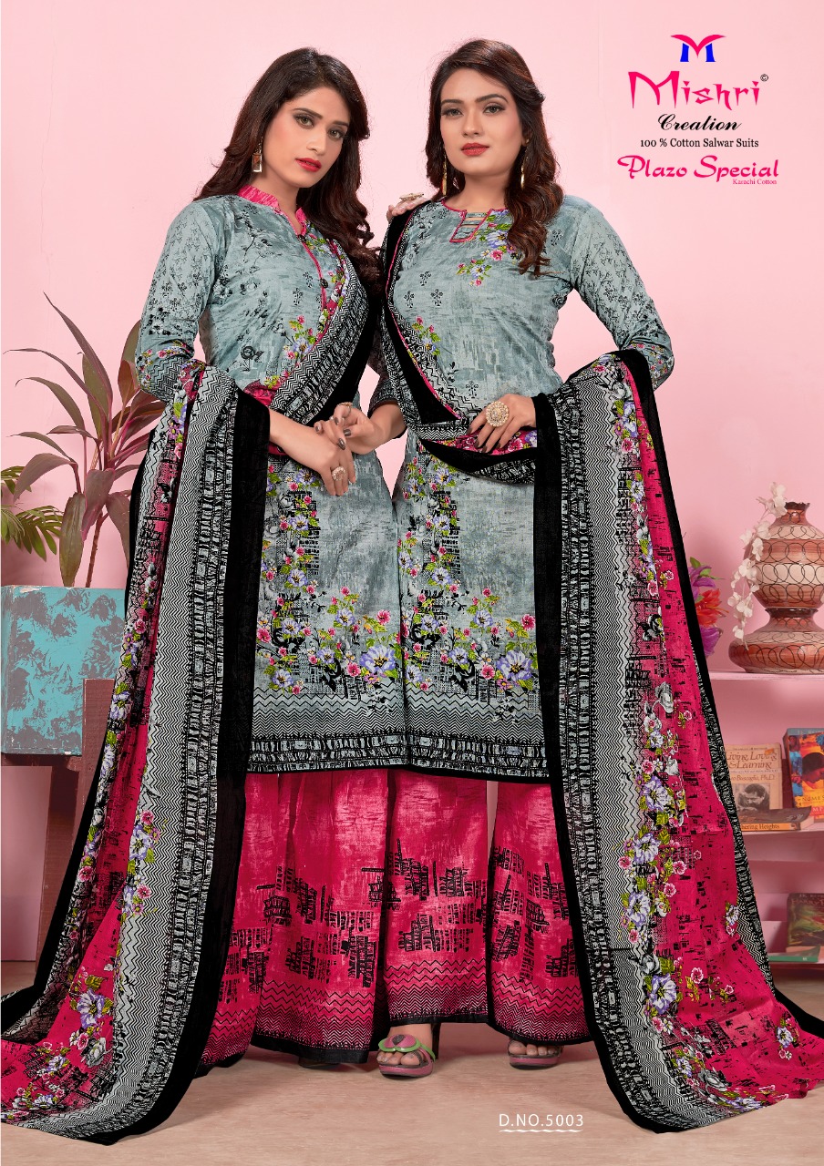 Mishri Creation Launched Plazzo Special Vol 5 Pure Cotton Dress Materials Salwar Suits Wholesale Dealer Surat