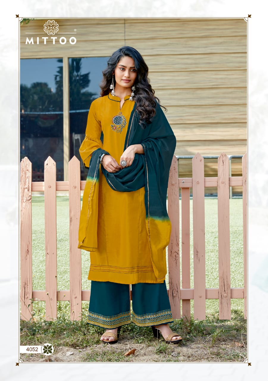 Mittoo Launched Manohari Vol 2 Banarasi Viscose With Work Designer Kurtis And Plazzo Wholesale Dealer Surat