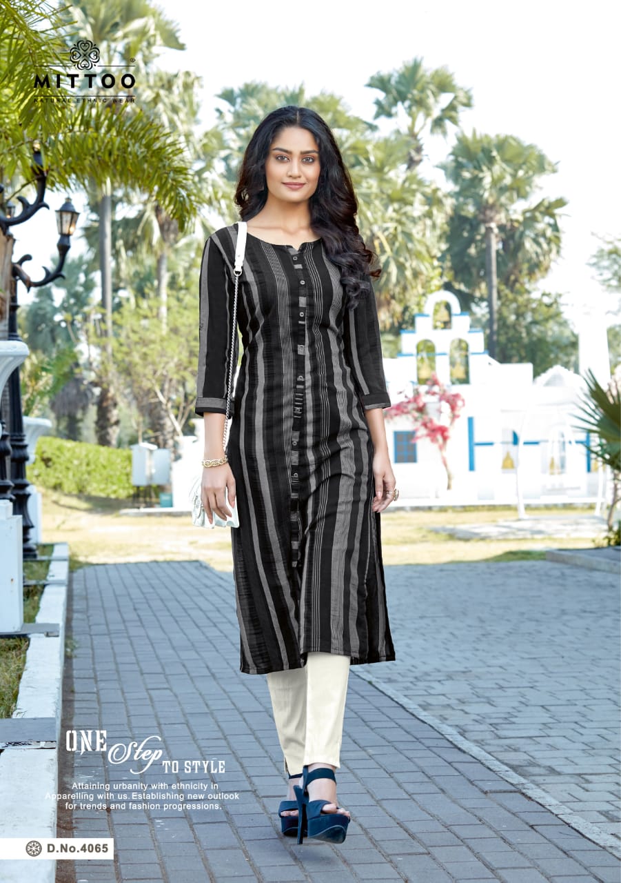 Mittoo Launched Mohini Vol 6 Weaving Strips With Rayon Slub Lycra Regular Wear Kurtis Wholesale Dealer Surat