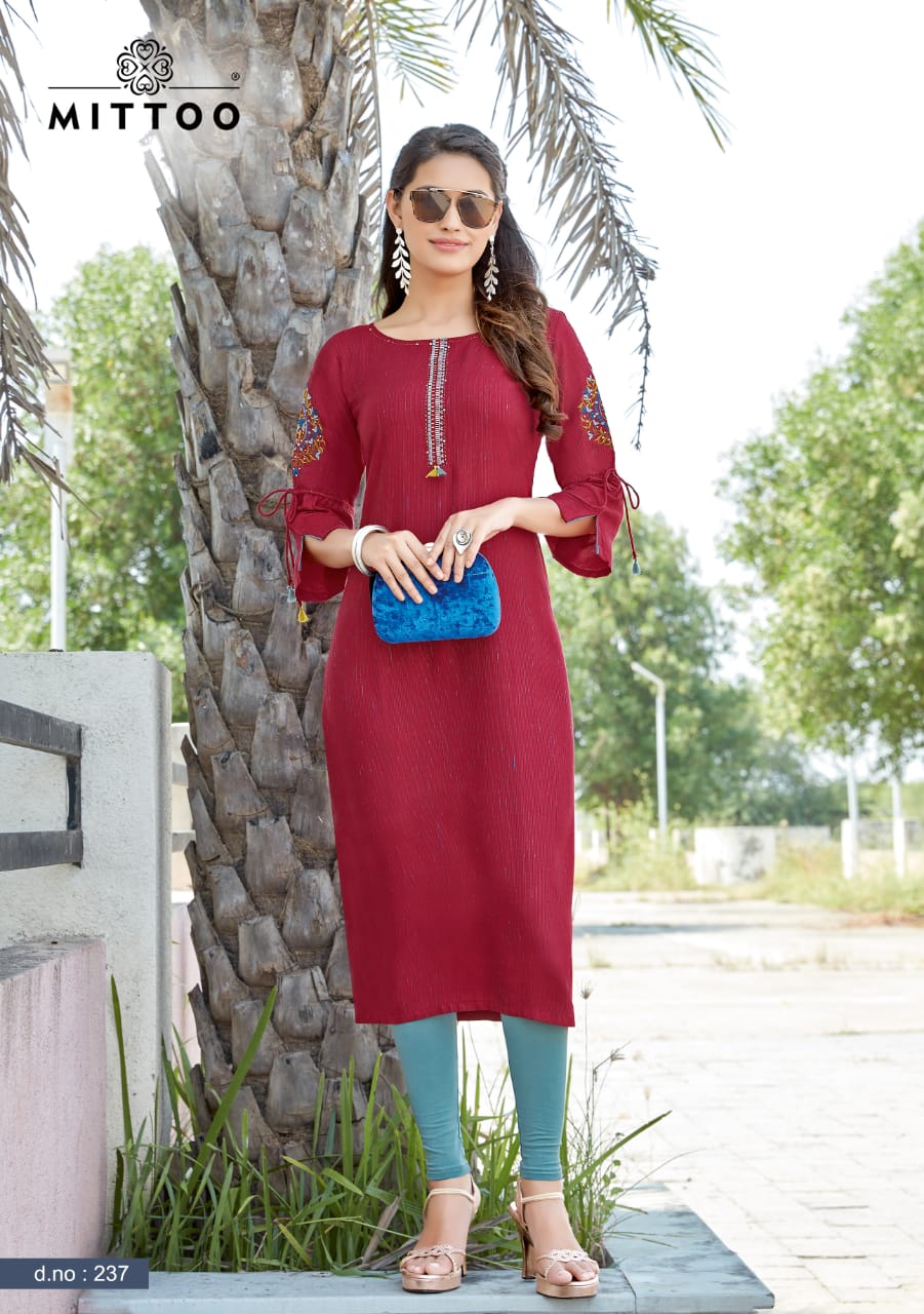 Mittoo Launched Payal Vol 15 Two Tone Viscose Rayon Fancy Designer Kurtis Wholesale Dealer Surat
