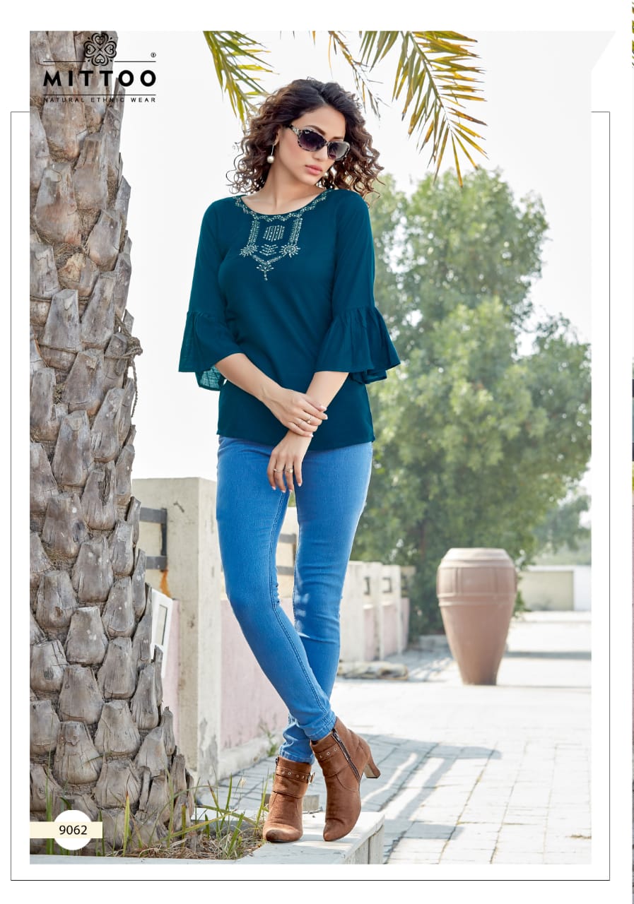Mittoo Presents Poorva Vol 9 Pure Viscose Fancy Designer Readymade Tops Wholesale Dealer Surat