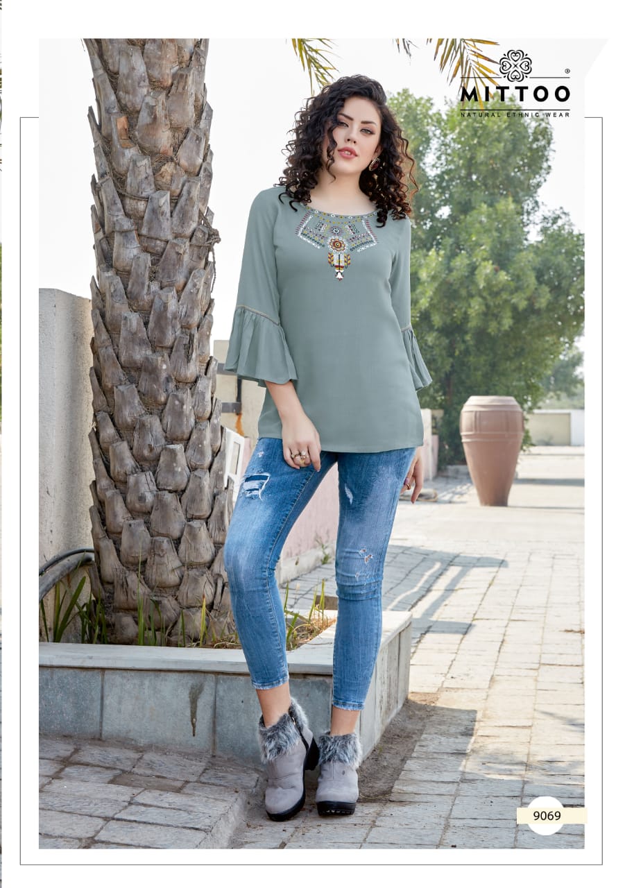 Mittoo Presents Poorva Vol 9 Pure Viscose Fancy Designer Readymade Tops Wholesale Dealer Surat