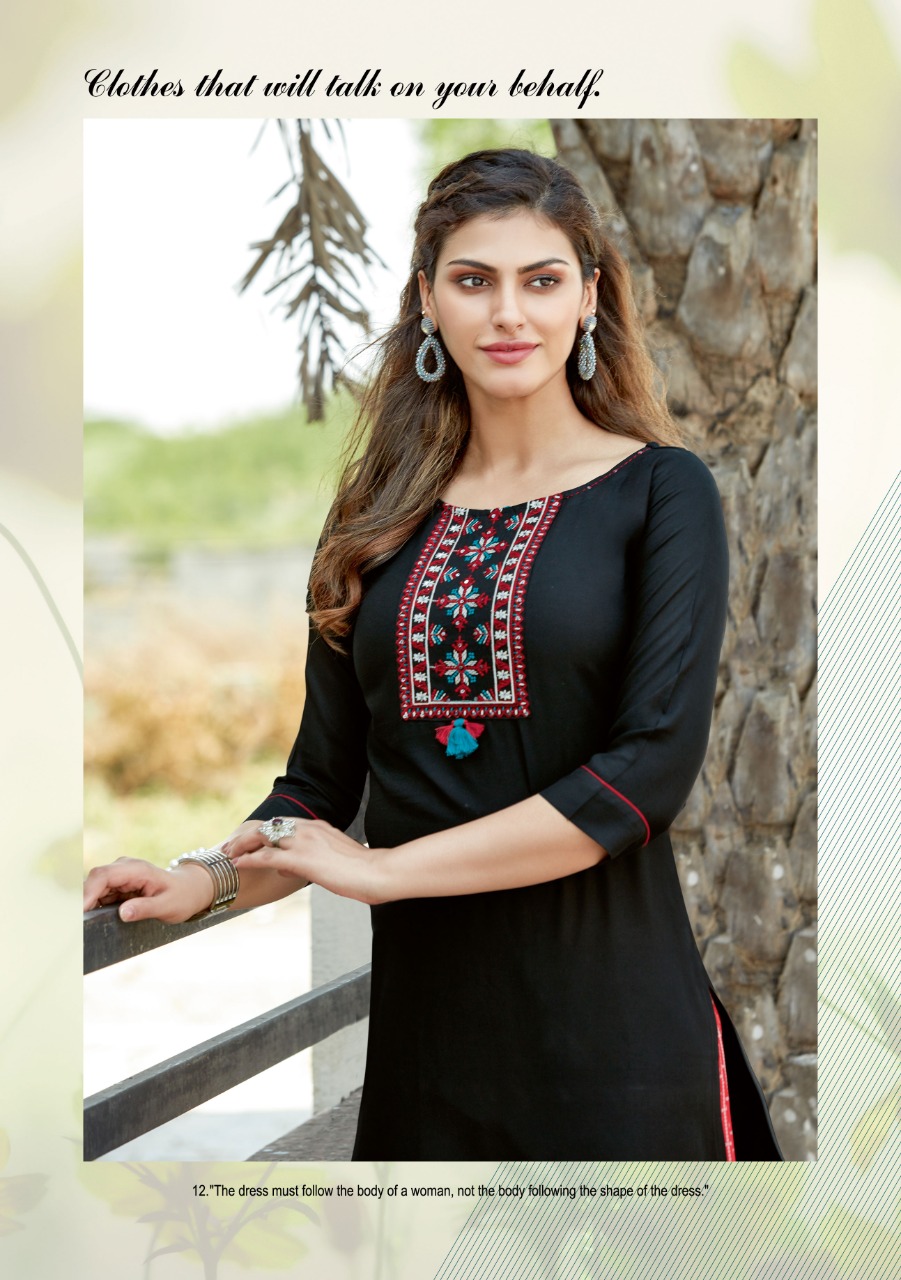 Mittoo Wooglee Presents Rose Vol 2 Heavy Rayon With Embroidery Handwork Kurtis Wholesale Dealer Surat