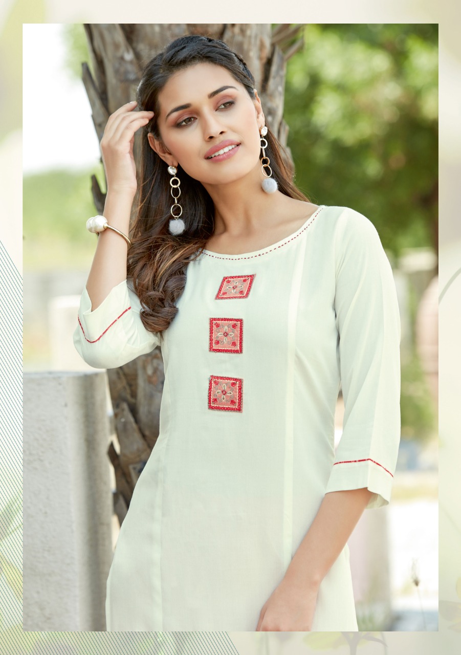 Mittoo Wooglee Presents Rose Vol 2 Heavy Rayon With Embroidery Handwork Kurtis Wholesale Dealer Surat