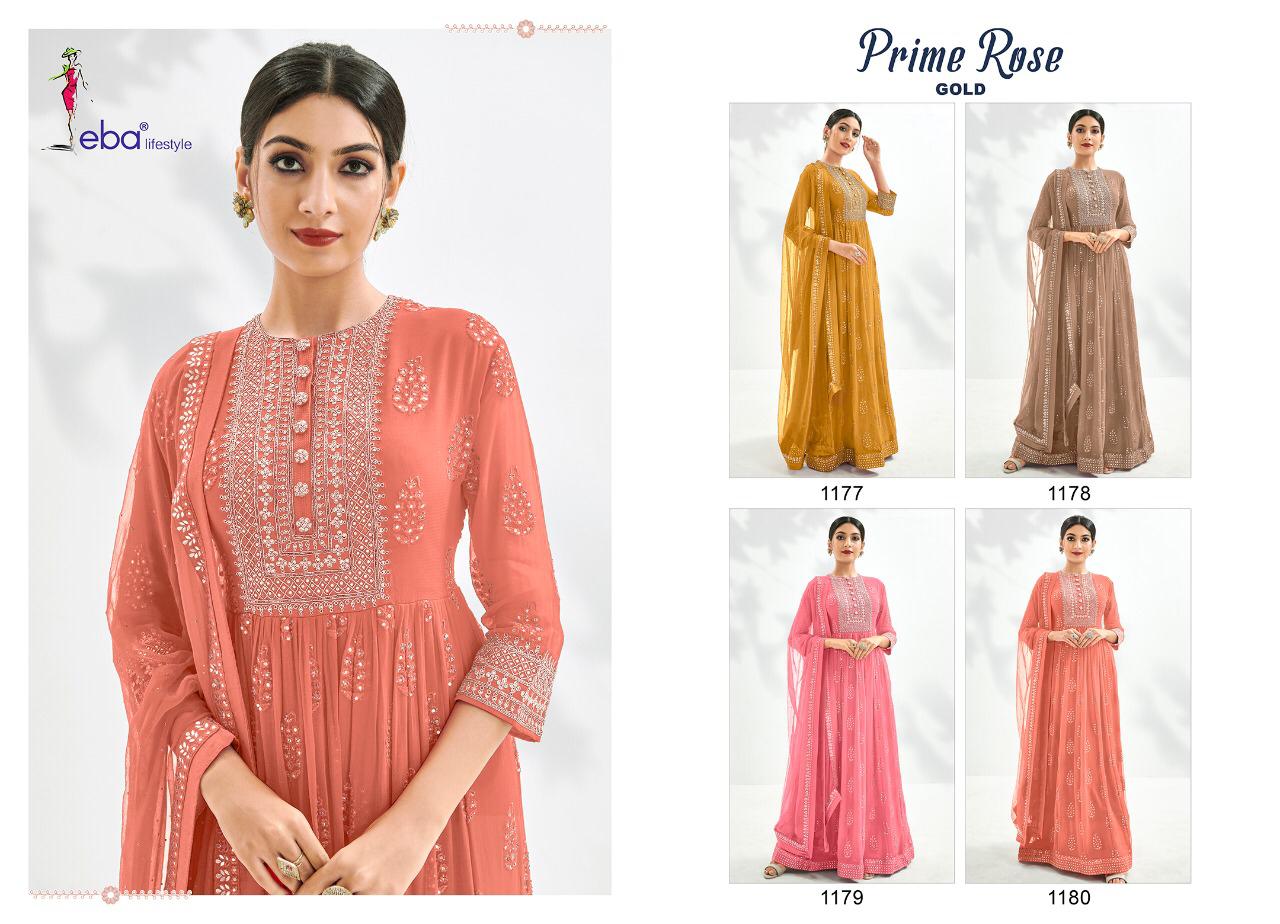Eba Lifestyle Launched Prime Rose Gold Semi Pure With Heavy Embroidery Work Salwar Kameez Wholesale Dealer Surat