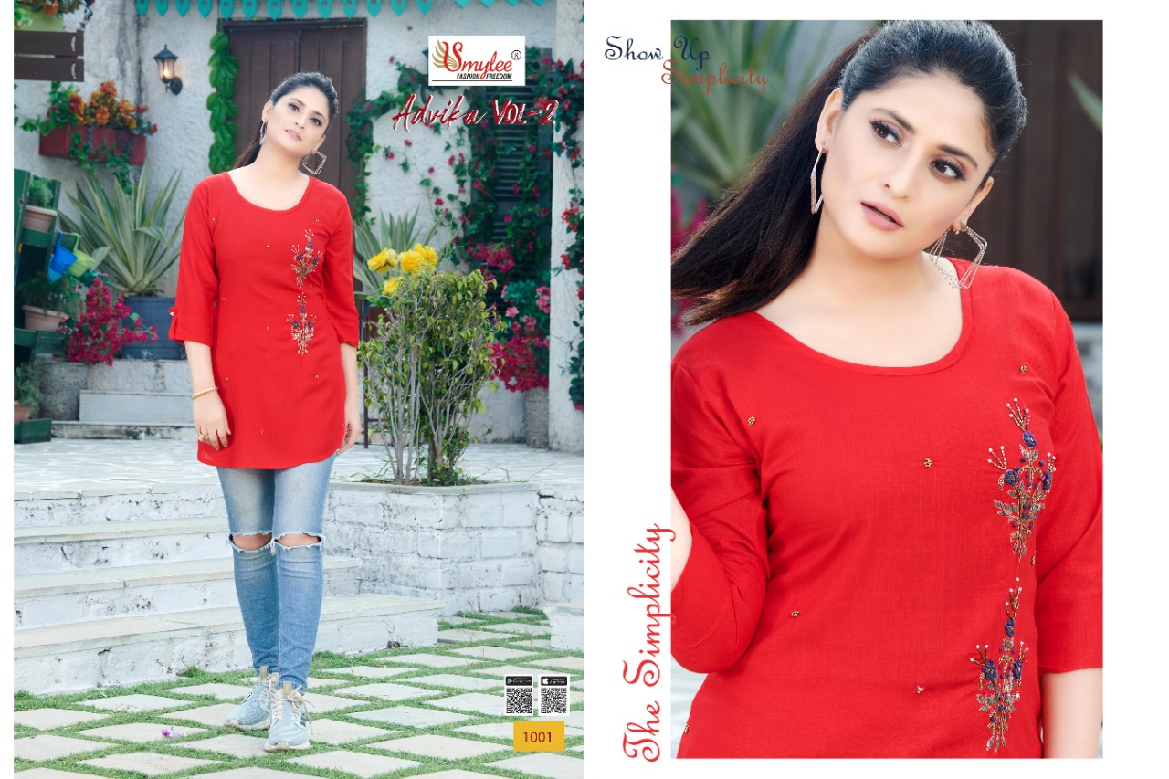 Smylee Fashion Launched Advika Vol 2 Heavy Rayon Slub With Handwork Kurtis Wholesale Dealer Surat