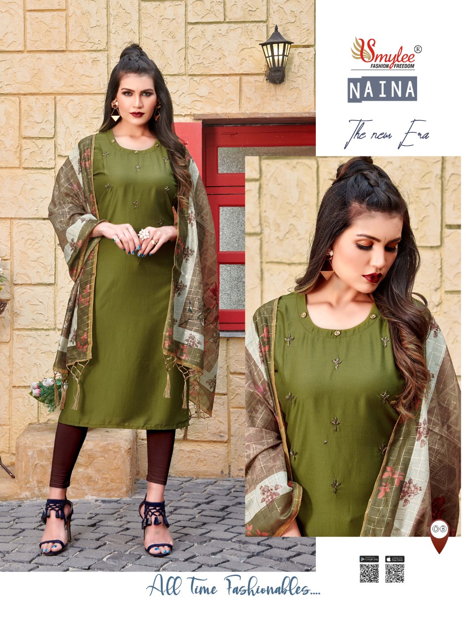 Smylee Fashion Launched Naina Heavy Silk With Manual Embroidery Work Kurtis Wholesale Dealer Surat