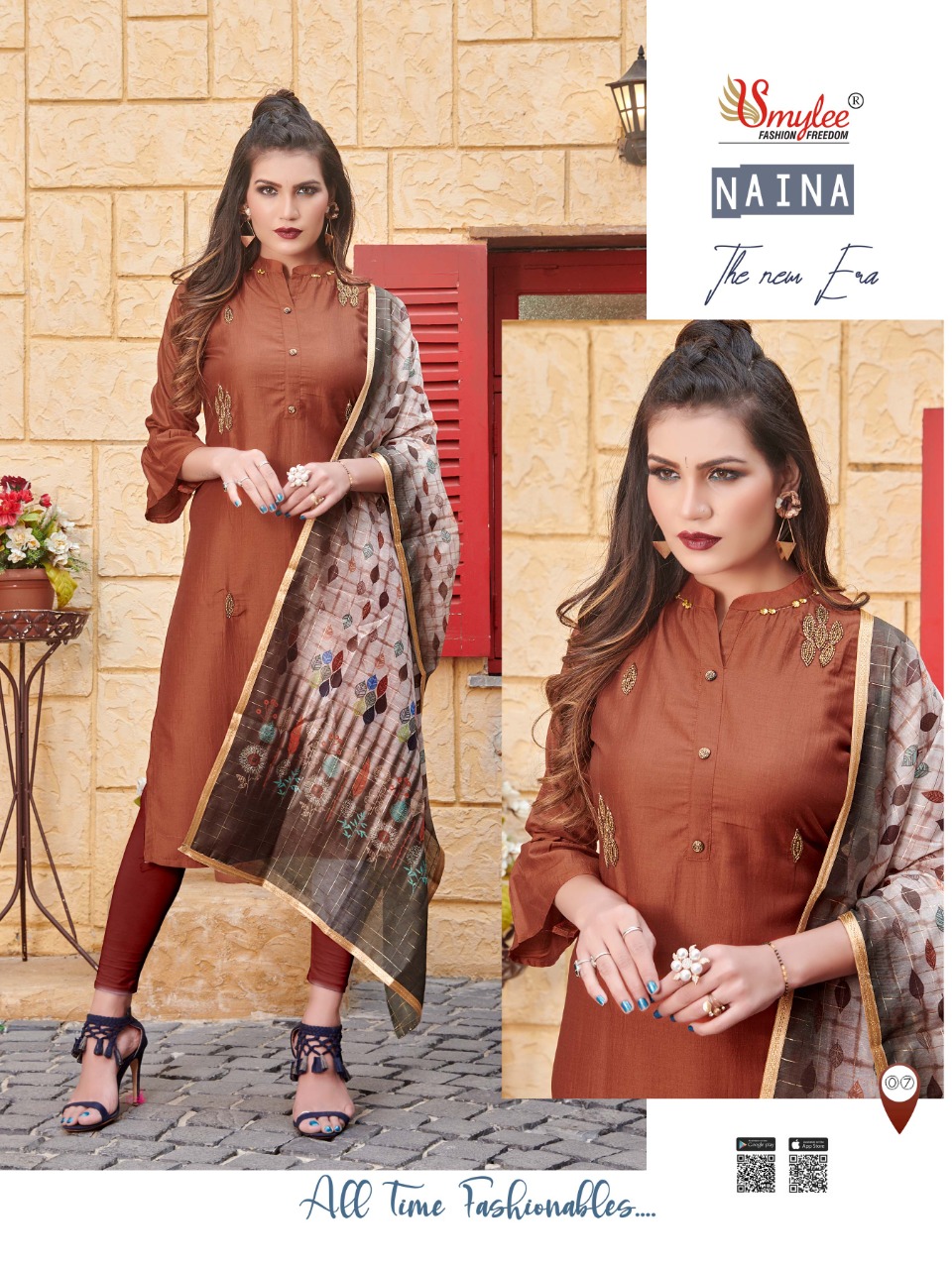Smylee Fashion Launched Naina Heavy Silk With Manual Embroidery Work Kurtis Wholesale Dealer Surat