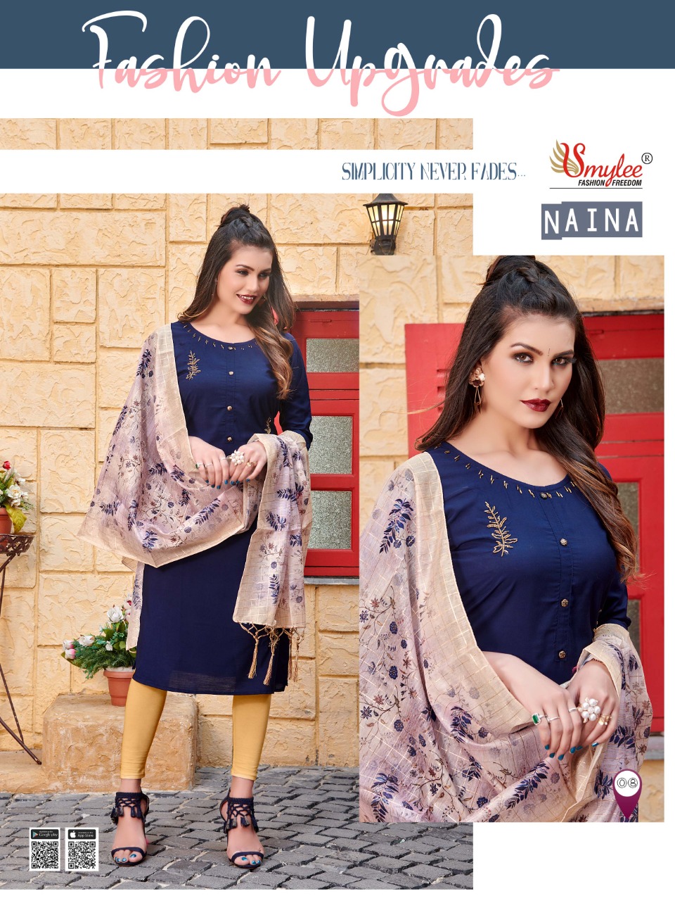 Smylee Fashion Launched Naina Heavy Silk With Manual Embroidery Work Kurtis Wholesale Dealer Surat