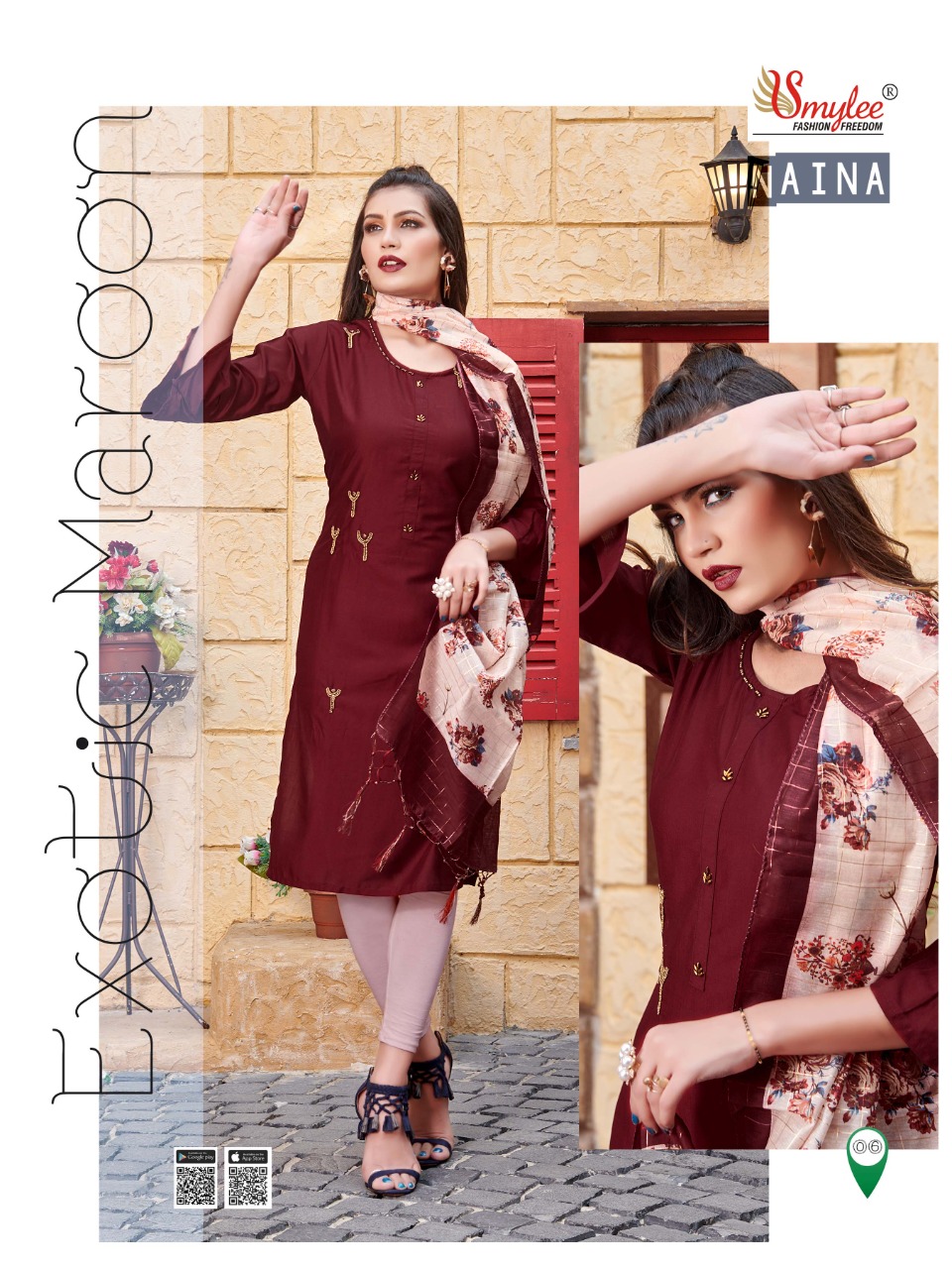 Smylee Fashion Launched Naina Heavy Silk With Manual Embroidery Work Kurtis Wholesale Dealer Surat