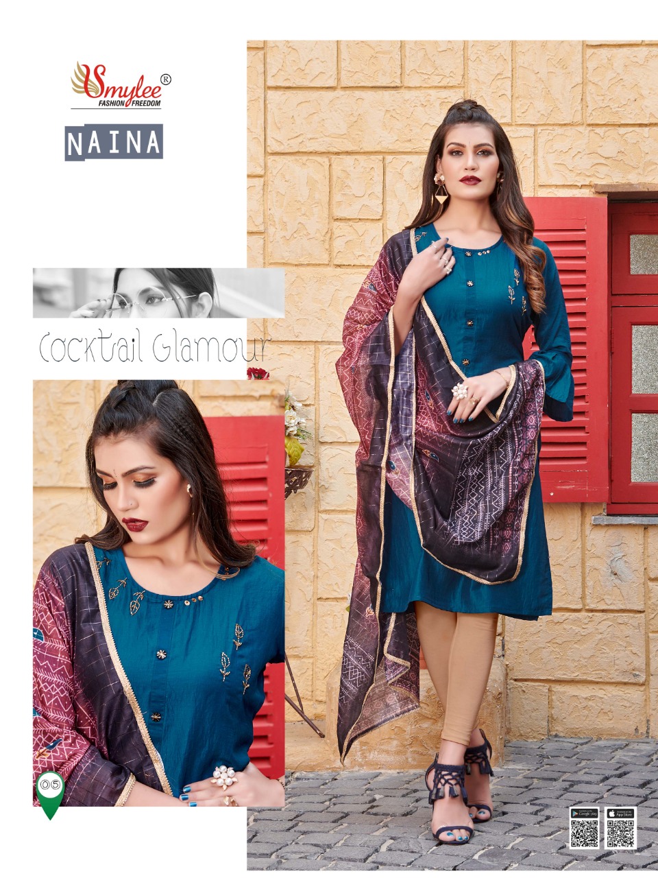 Smylee Fashion Launched Naina Heavy Silk With Manual Embroidery Work Kurtis Wholesale Dealer Surat