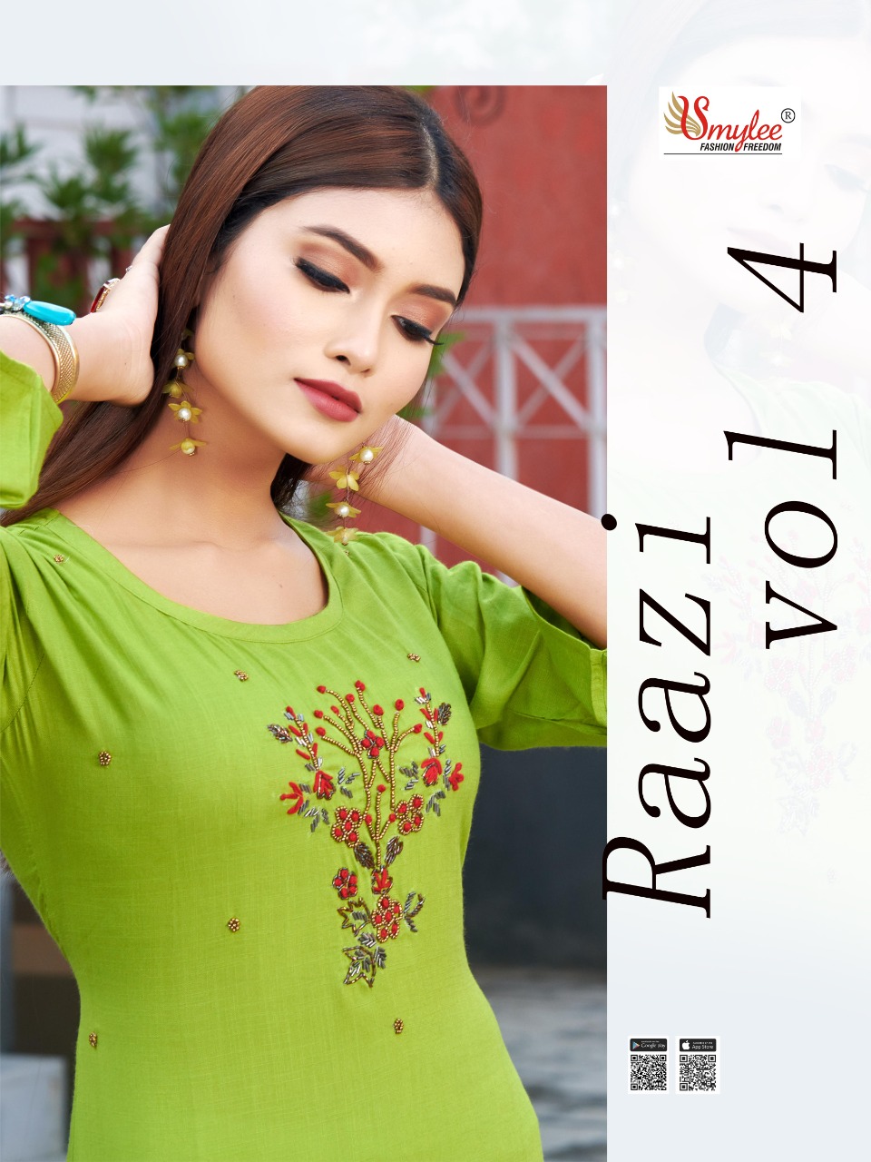 Smylee Fashion Launched Raazi Vol 4 Heavy Slub Rayon With Handwork Kurtis Wholesale Dealer Surat