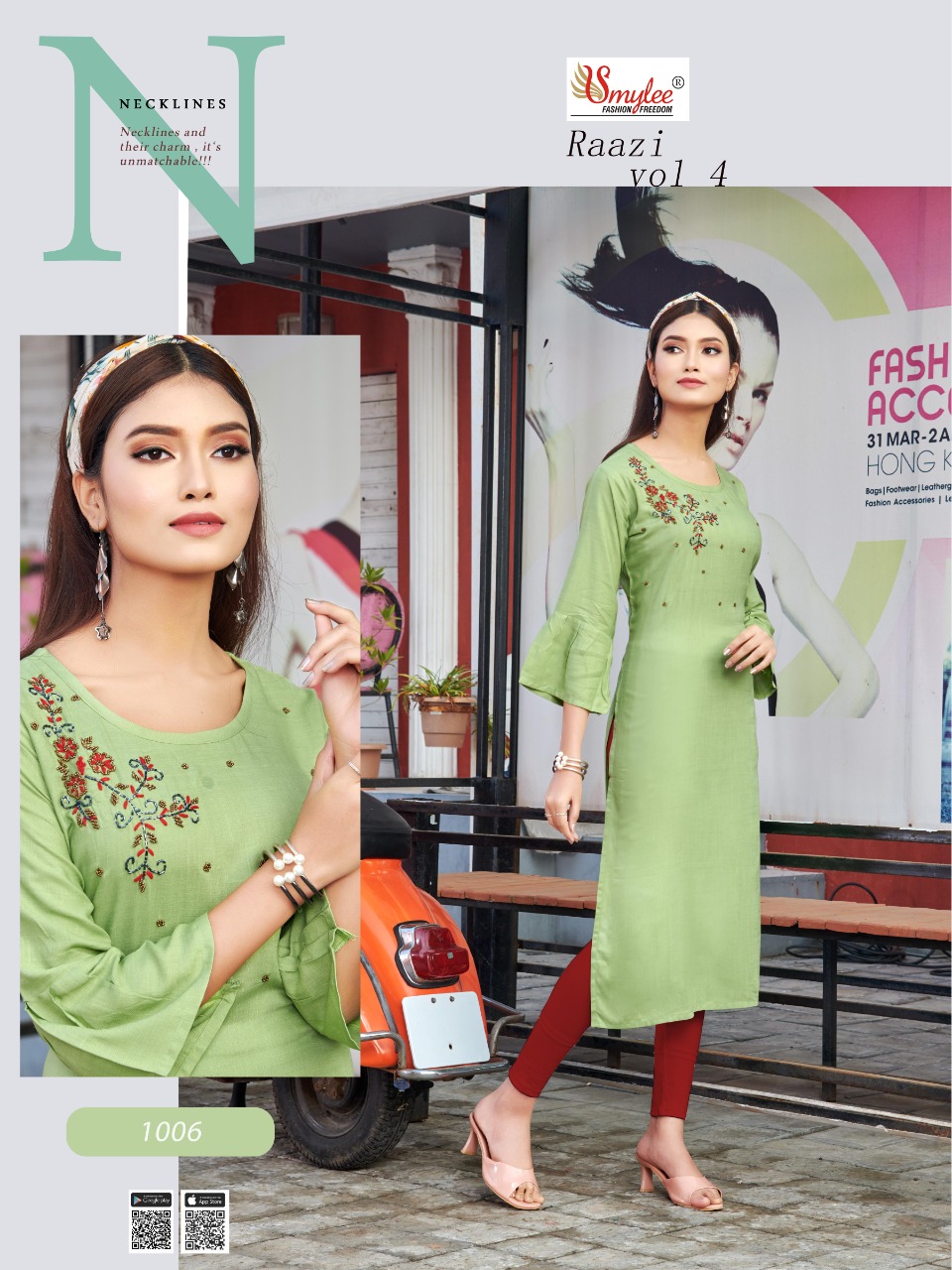 Smylee Fashion Launched Raazi Vol 4 Heavy Slub Rayon With Handwork Kurtis Wholesale Dealer Surat