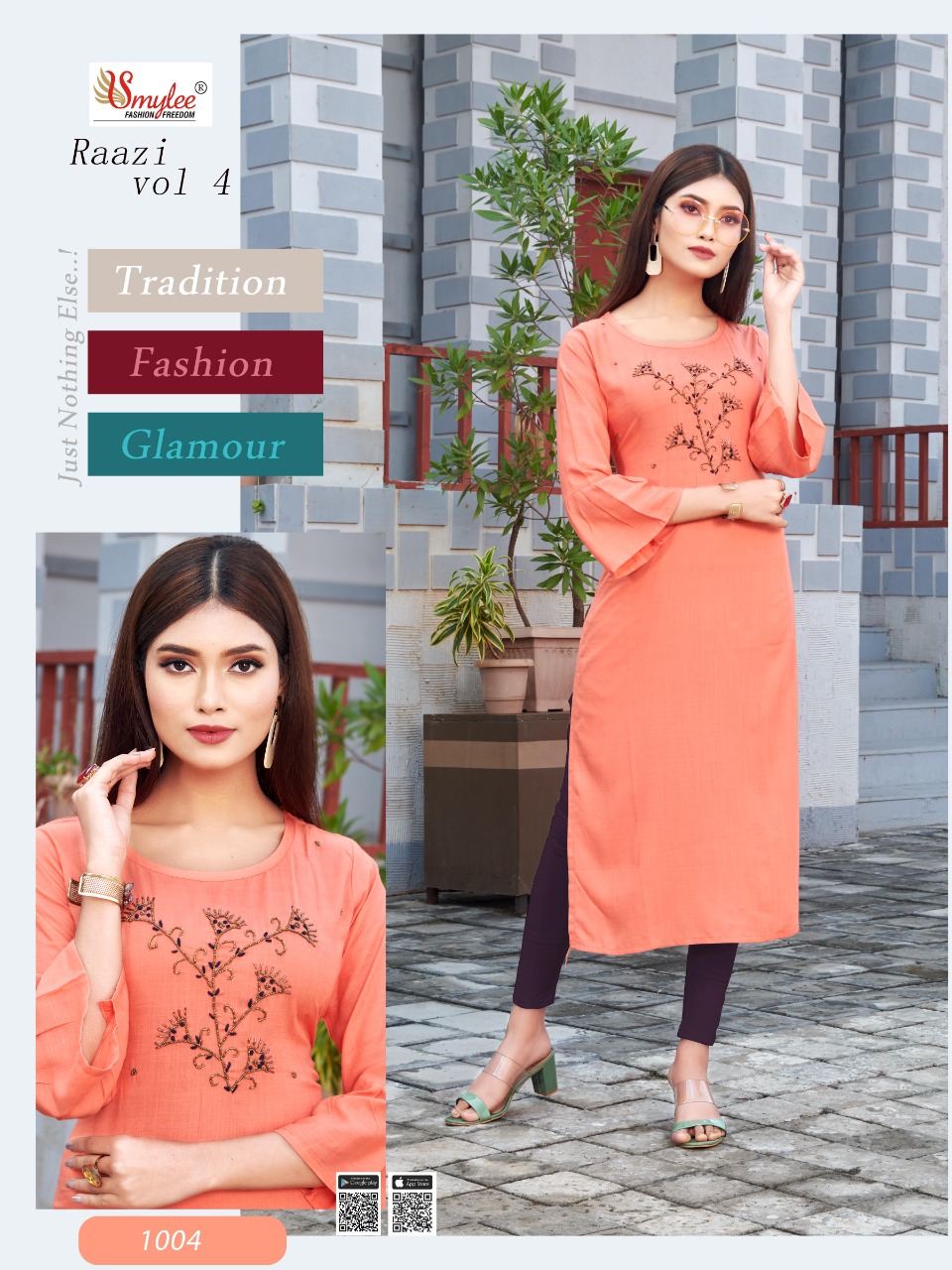 Smylee Fashion Launched Raazi Vol 4 Heavy Slub Rayon With Handwork Kurtis Wholesale Dealer Surat