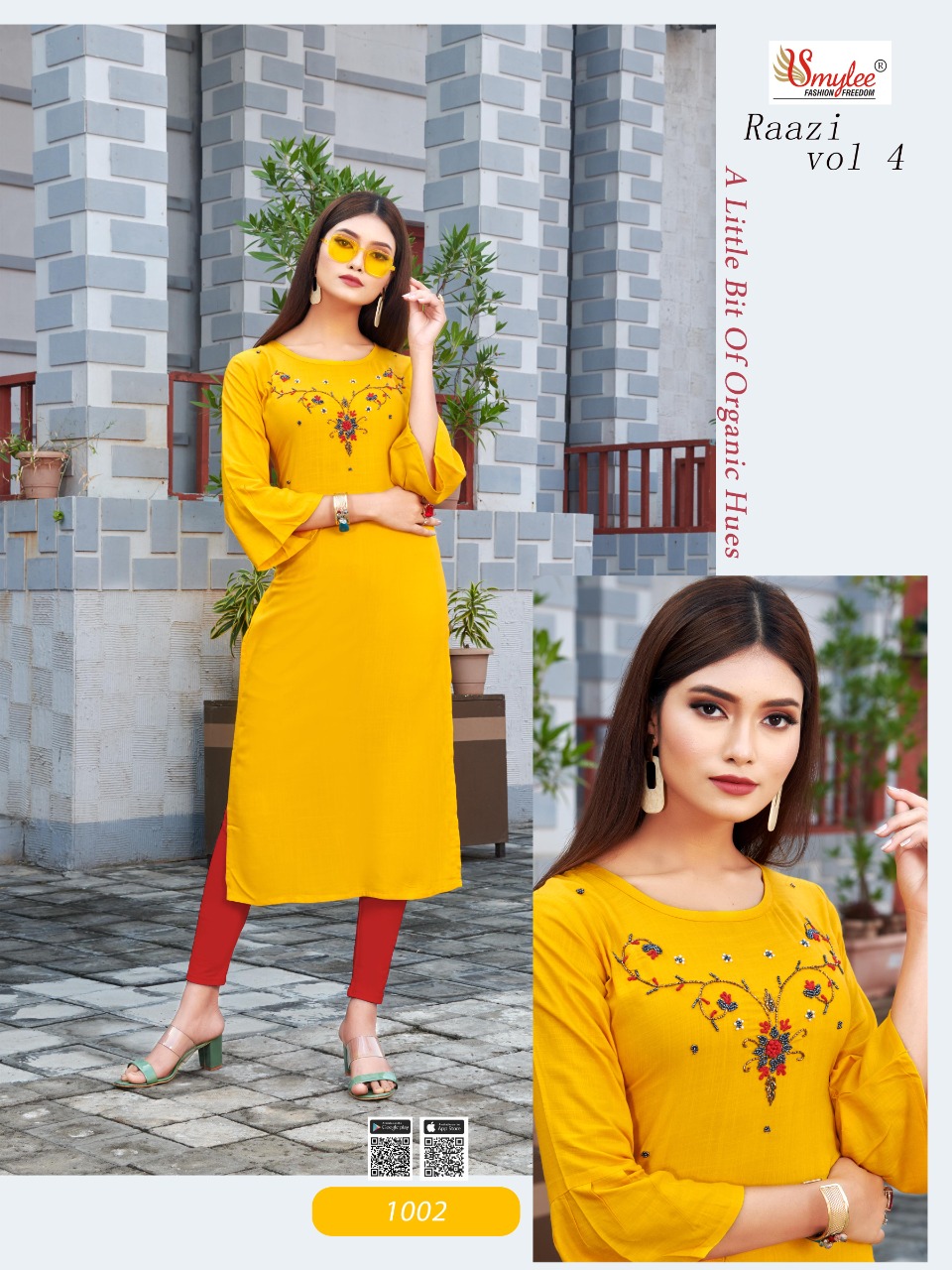 Smylee Fashion Launched Raazi Vol 4 Heavy Slub Rayon With Handwork Kurtis Wholesale Dealer Surat
