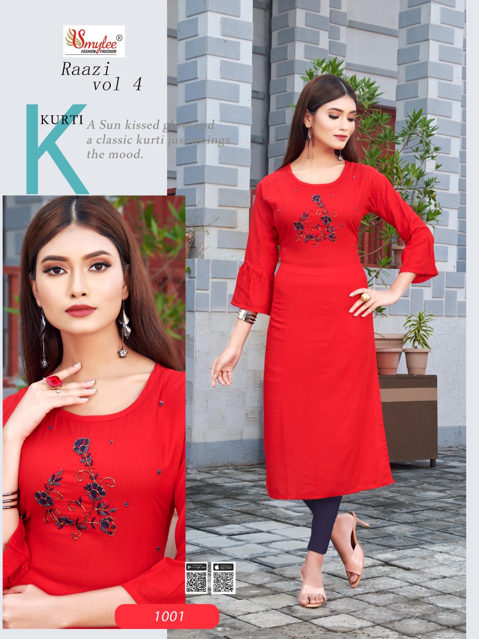 Smylee Fashion Launched Raazi Vol 4 Heavy Slub Rayon With Handwork Kurtis Wholesale Dealer Surat
