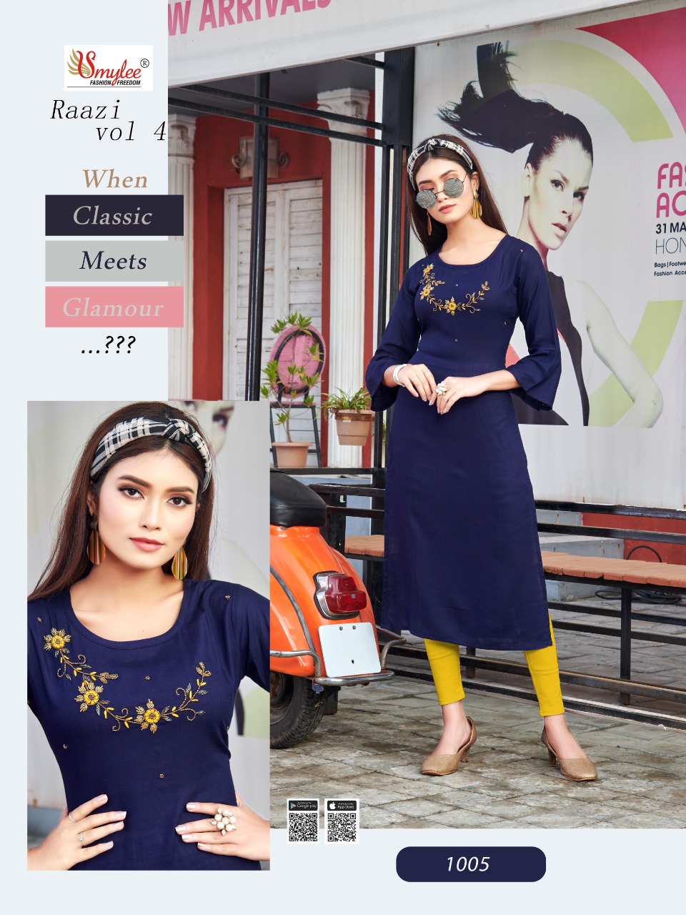 Smylee Fashion Launched Raazi Vol 4 Heavy Slub Rayon With Handwork Kurtis Wholesale Dealer Surat