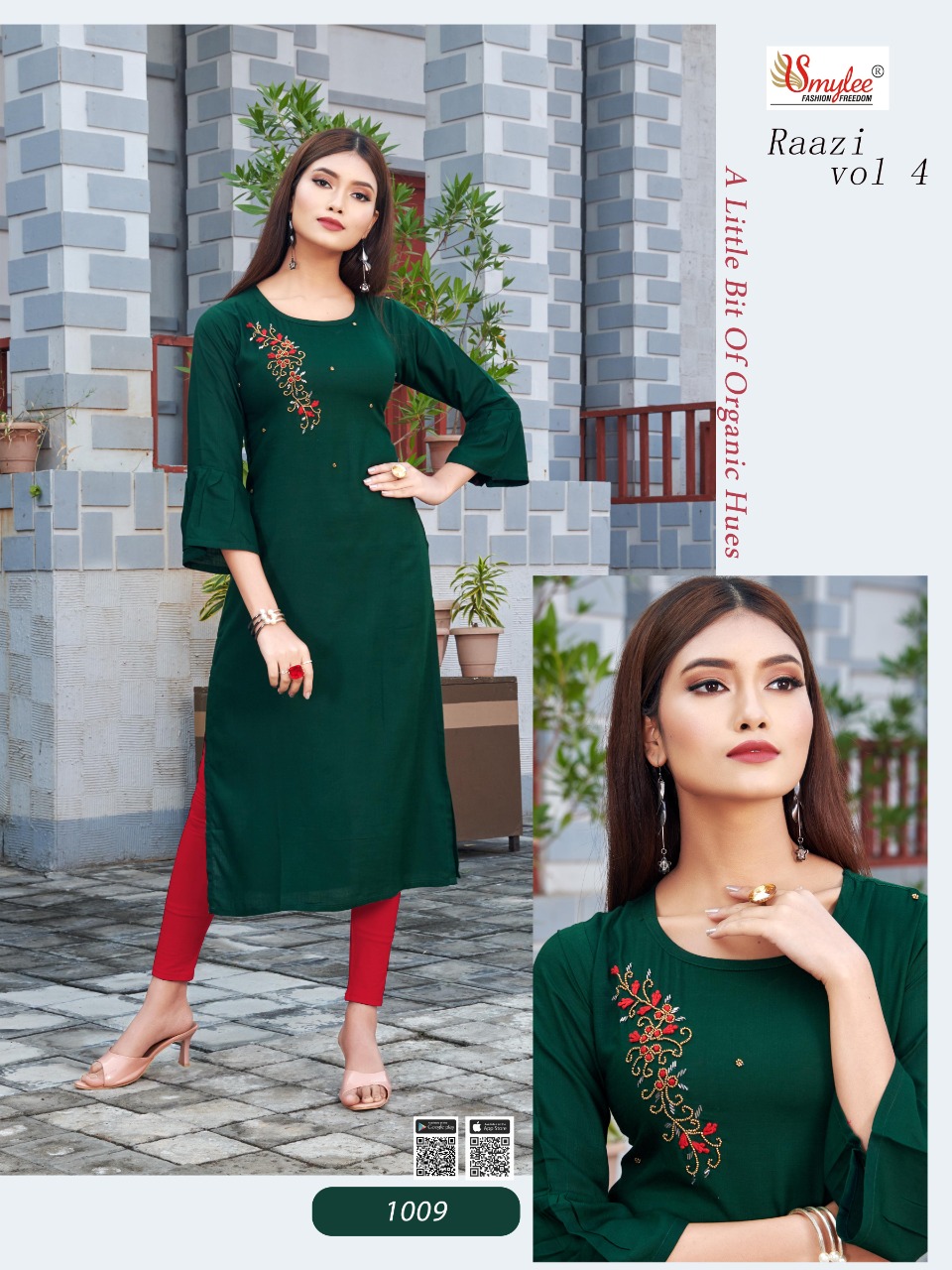 Smylee Fashion Launched Raazi Vol 4 Heavy Slub Rayon With Handwork Kurtis Wholesale Dealer Surat