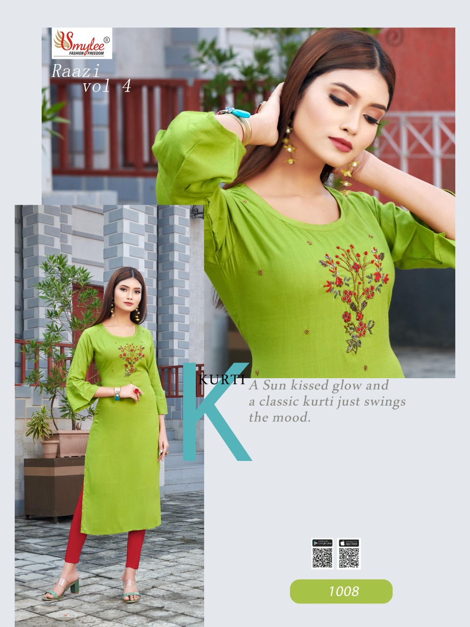 Smylee Fashion Launched Raazi Vol 4 Heavy Slub Rayon With Handwork Kurtis Wholesale Dealer Surat
