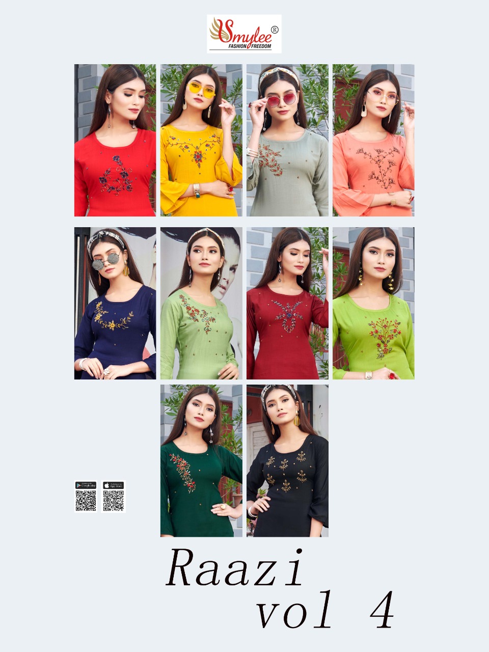 Smylee Fashion Launched Raazi Vol 4 Heavy Slub Rayon With Handwork Kurtis Wholesale Dealer Surat
