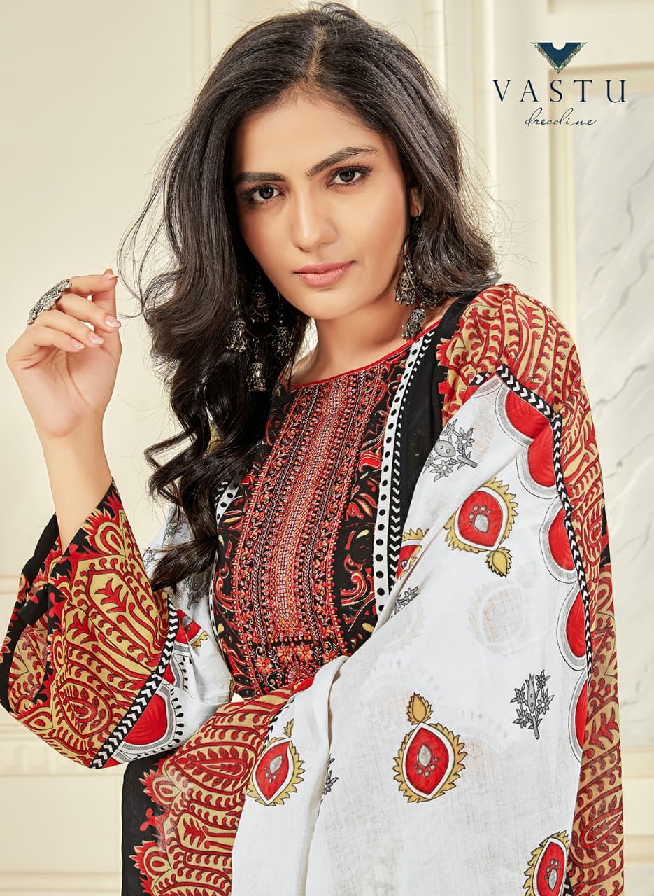 Vastu Tex Launched Samrina Lawn Cotton With Heavy Kashmiri Work Salwar Suits Wholesale Dealer Surat