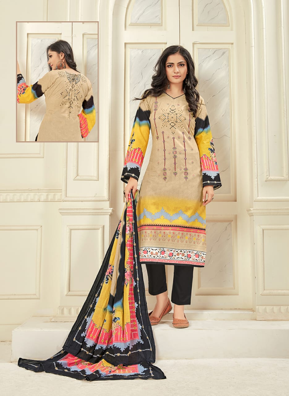 Vastu Tex Launched Samrina Lawn Cotton With Heavy Kashmiri Work Salwar Suits Wholesale Dealer Surat
