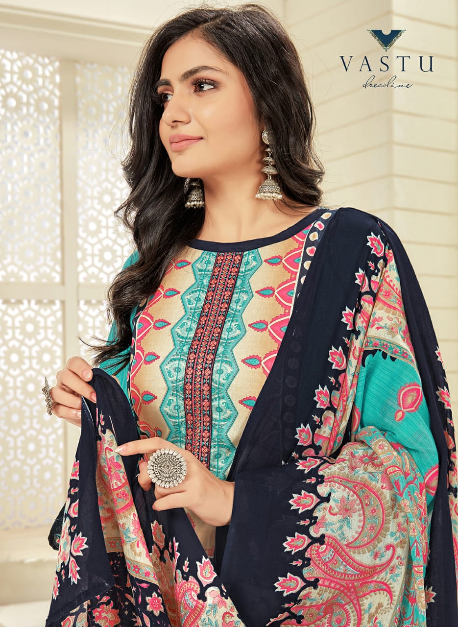 Vastu Tex Launched Samrina Lawn Cotton With Heavy Kashmiri Work Salwar Suits Wholesale Dealer Surat