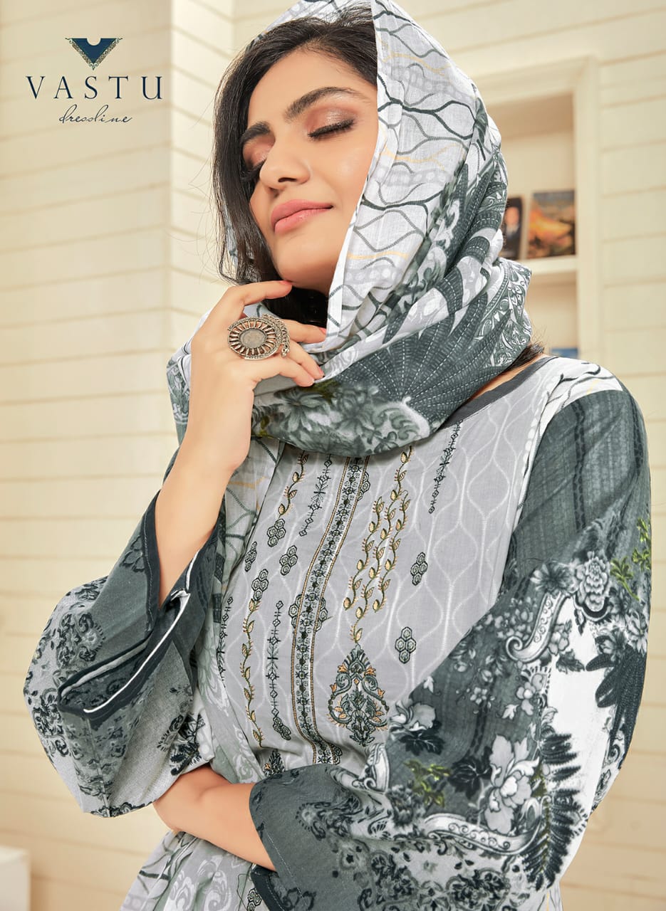 Vastu Tex Launched Samrina Lawn Cotton With Heavy Kashmiri Work Salwar Suits Wholesale Dealer Surat