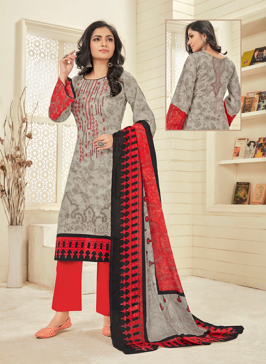 Vastu Tex Launched Samrina Lawn Cotton With Heavy Kashmiri Work Salwar Suits Wholesale Dealer Surat