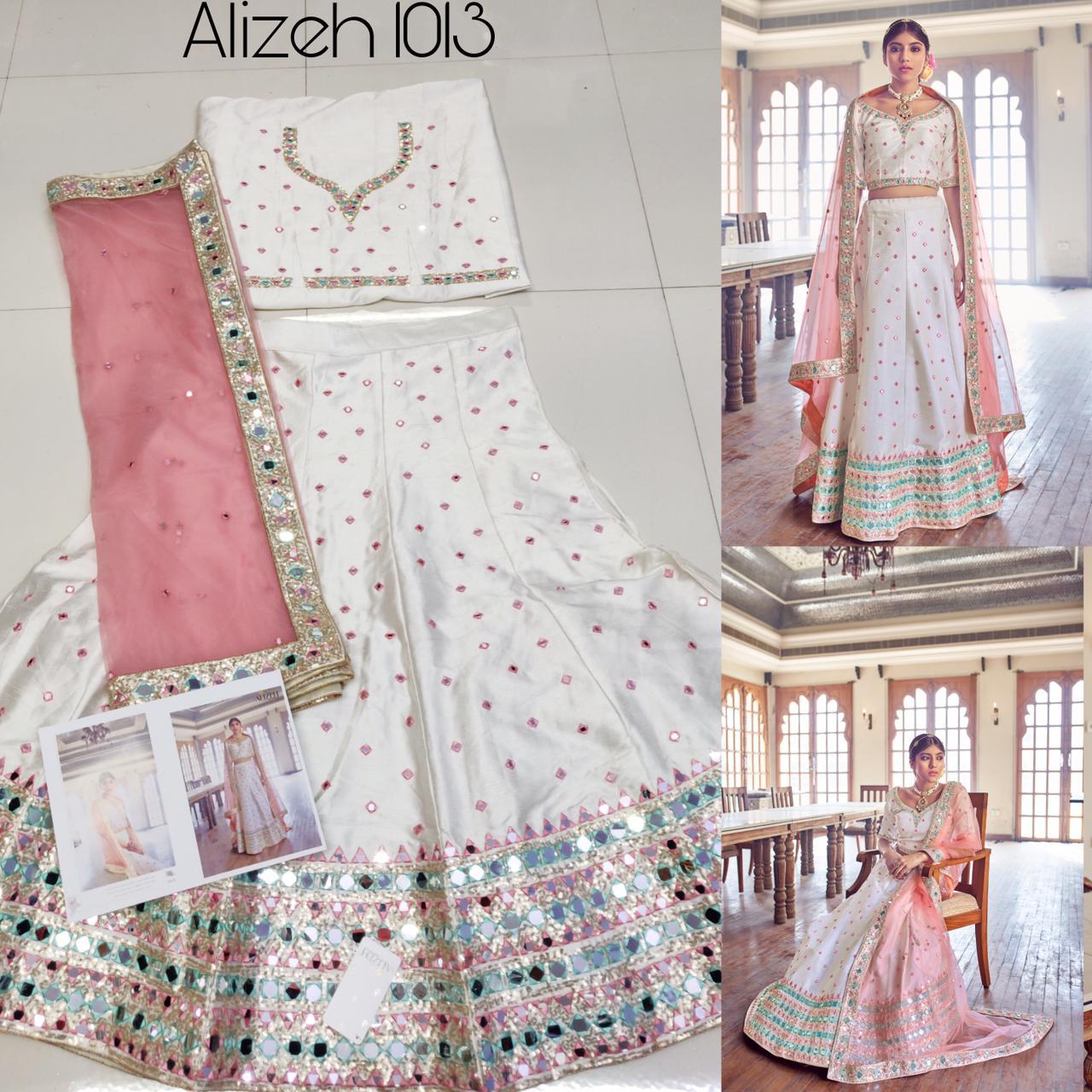 Alizeh Launched Mirror Maze Vol 1 Beautidul Zari Embroidery With Mirror Work Wedding Wear Lehengas Wholesaler Surat