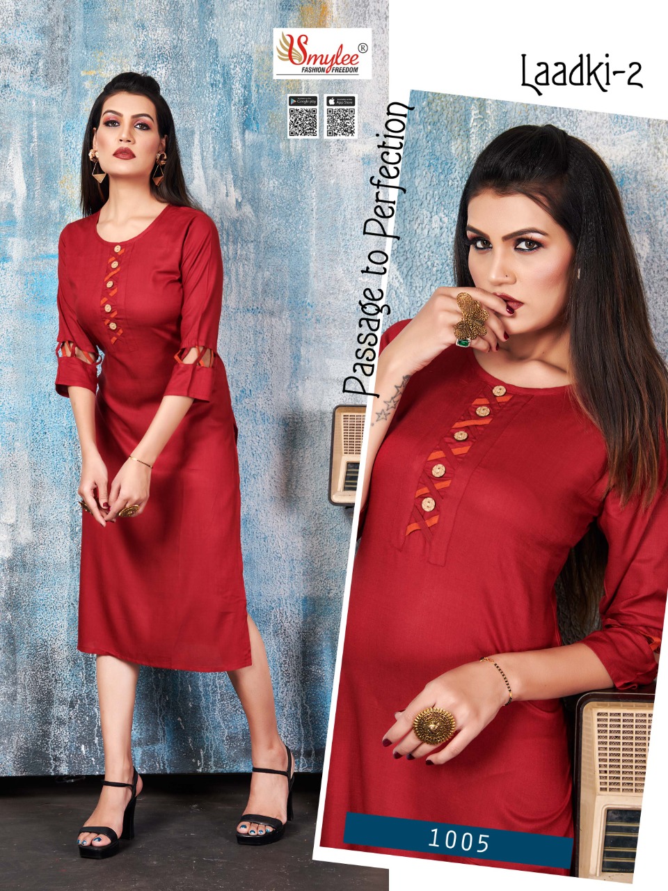 Smylee Fashion Launched Laadki Vol 2 Heavy Rayon Straight Type Long Kurtis Wholesale Dealer Surat