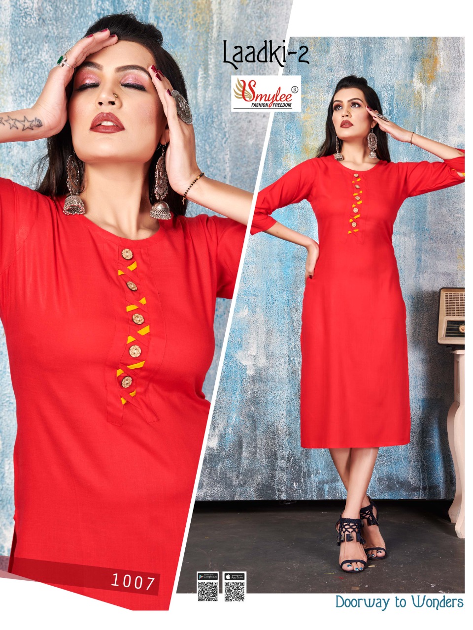 Smylee Fashion Launched Laadki Vol 2 Heavy Rayon Straight Type Long Kurtis Wholesale Dealer Surat