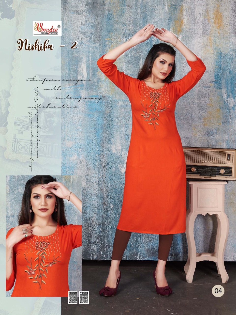 Smylee Fashion Presents Nishika Vol 2 Rayon Slub Print With Manual Embroidery Work Kurtis Wholesale Dealer Surat