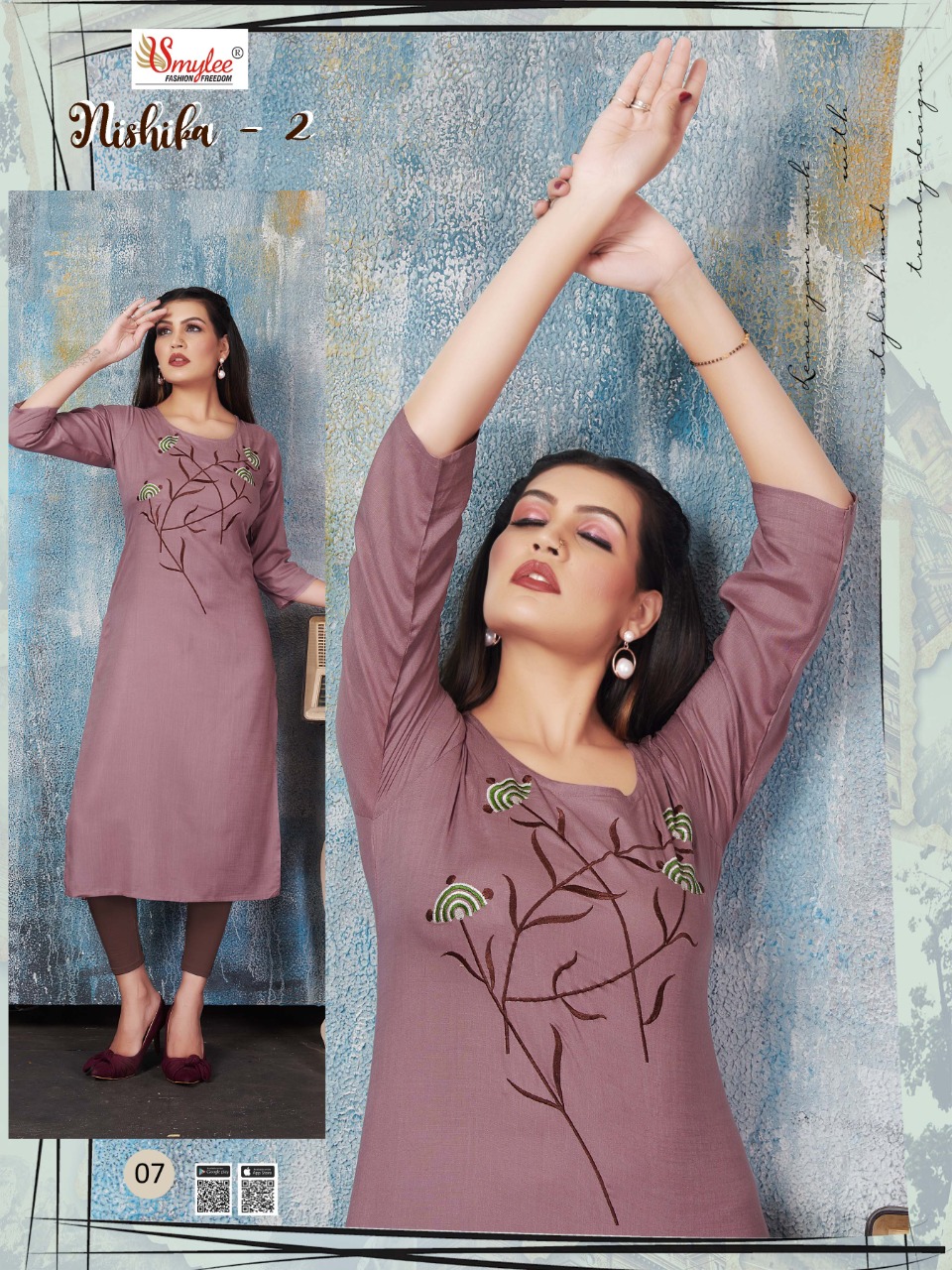 Smylee Fashion Presents Nishika Vol 2 Rayon Slub Print With Manual Embroidery Work Kurtis Wholesale Dealer Surat