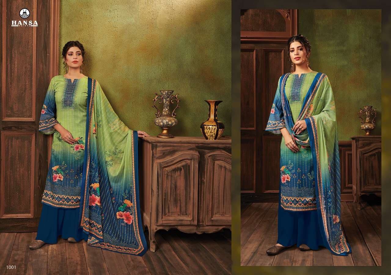 Hansa Hidaya Launched Nargis Pashmina Digital Print With Handwork Salwar Kameez Wholesale Dealer Surat