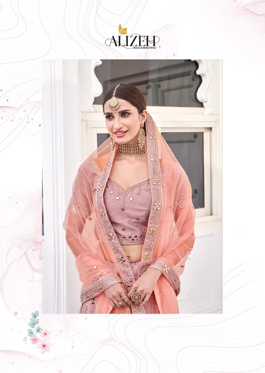 Alizeh Launched Mirror Maze Vol 2 Heavy Silk With Zari Emroidery Mirror Work Wedding Wear Lehengas Wholesale Dealer Surat