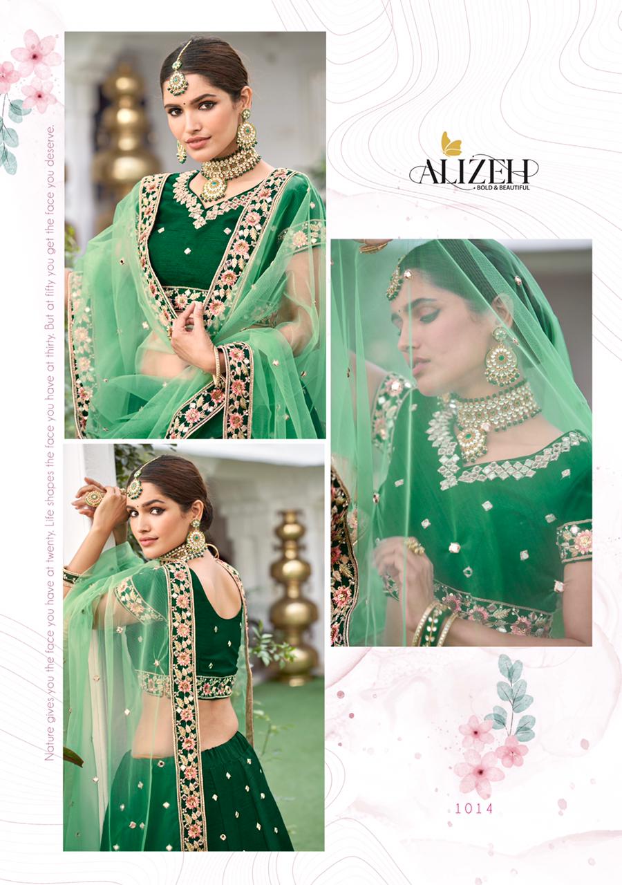 Alizeh Launched Mirror Maze Vol 2 Heavy Silk With Zari Emroidery Mirror Work Wedding Wear Lehengas Wholesale Dealer Surat