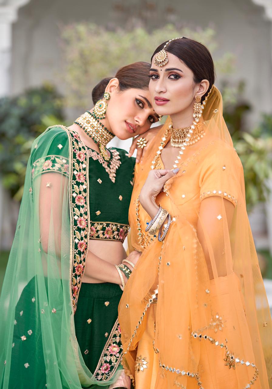 Alizeh Launched Mirror Maze Vol 2 Heavy Silk With Zari Emroidery Mirror Work Wedding Wear Lehengas Wholesale Dealer Surat