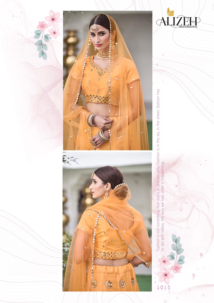 Alizeh Launched Mirror Maze Vol 2 Heavy Silk With Zari Emroidery Mirror Work Wedding Wear Lehengas Wholesale Dealer Surat