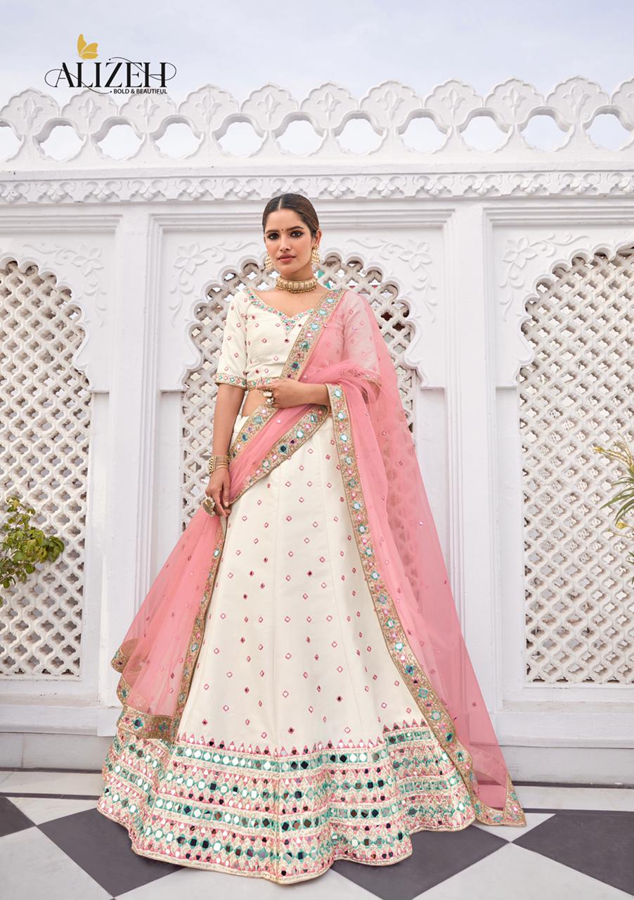 Alizeh Launched Mirror Maze Vol 2 Heavy Silk With Zari Emroidery Mirror Work Wedding Wear Lehengas Wholesale Dealer Surat