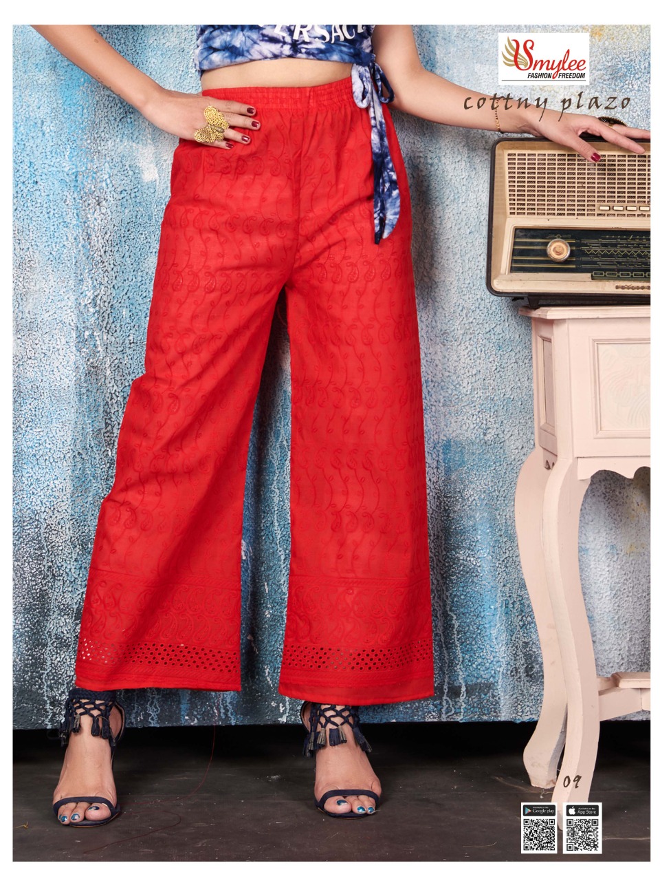 Smylee Fashion Launched Cottny Plazzo Heavy Cotton With Chicken Fabric Plazzo Wholesale Dealer Surat