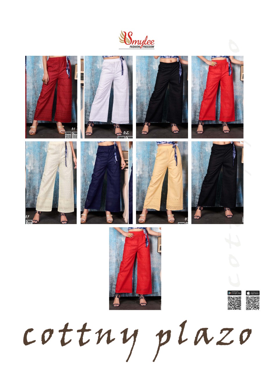 Smylee Fashion Launched Cottny Plazzo Heavy Cotton With Chicken Fabric Plazzo Wholesale Dealer Surat
