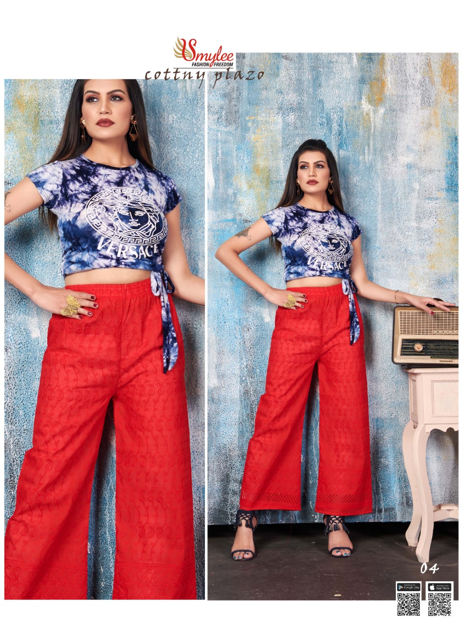 Smylee Fashion Launched Cottny Plazzo Heavy Cotton With Chicken Fabric Plazzo Wholesale Dealer Surat