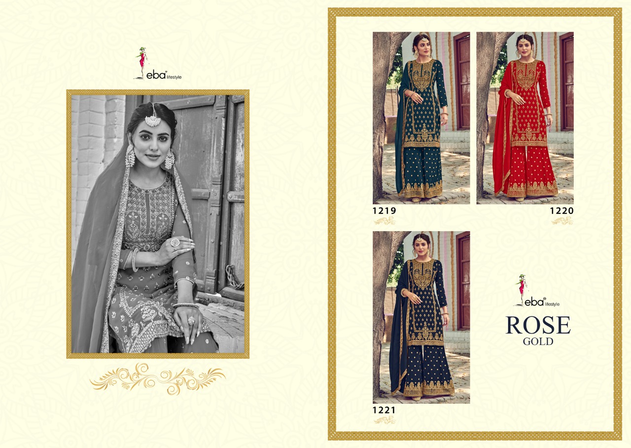 Eba Lifestyle Launched Rose Gold Fox Georgette With Embroidery Daimond Work Pakistani Suits Wholesale Dealer Surat