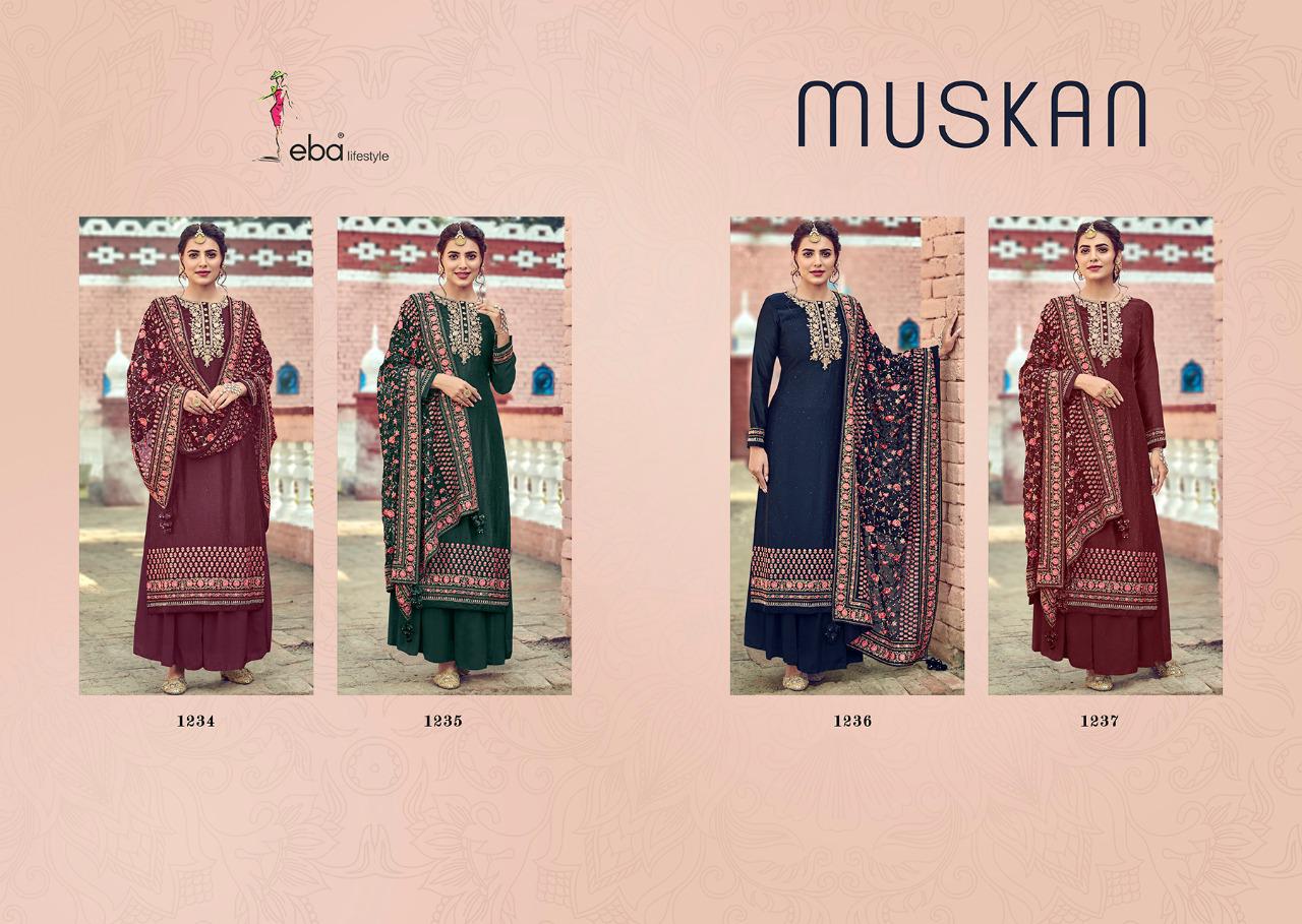 Eba Lifestyle Launched Muskan Pure Viscose Opada With Heavy Embroidery Work Salwar Suits Wholesale Dealer Surat
