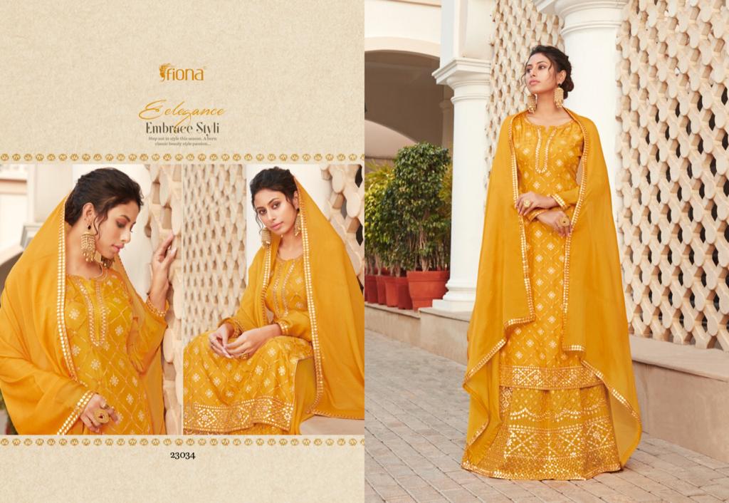 Fiona Launched Ruhi Heavy Chinon Embroidery With Gotta Work Casual Wear Salwar Kameez Wholesale Dealer Surat