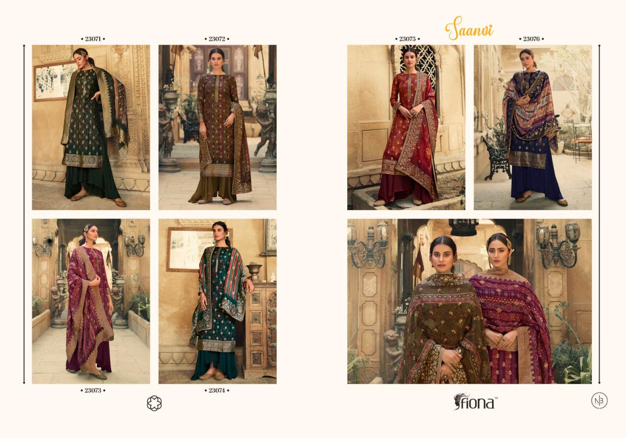 Fiona Launched Saanvi Pure Dola Jacquard Digital Print Fancy Designer Salwar Suits Wholesale Dealer Surat