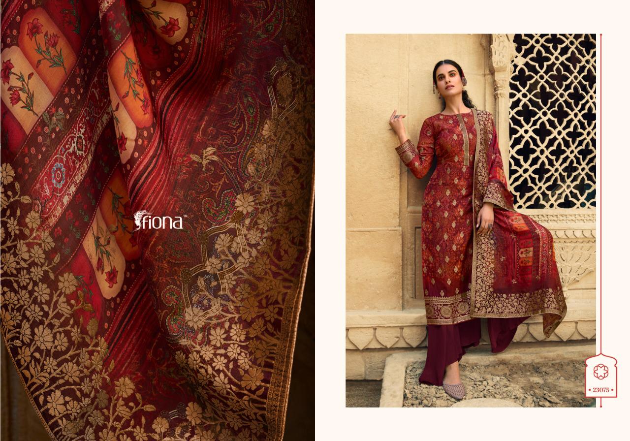 Fiona Launched Saanvi Pure Dola Jacquard Digital Print Fancy Designer Salwar Suits Wholesale Dealer Surat