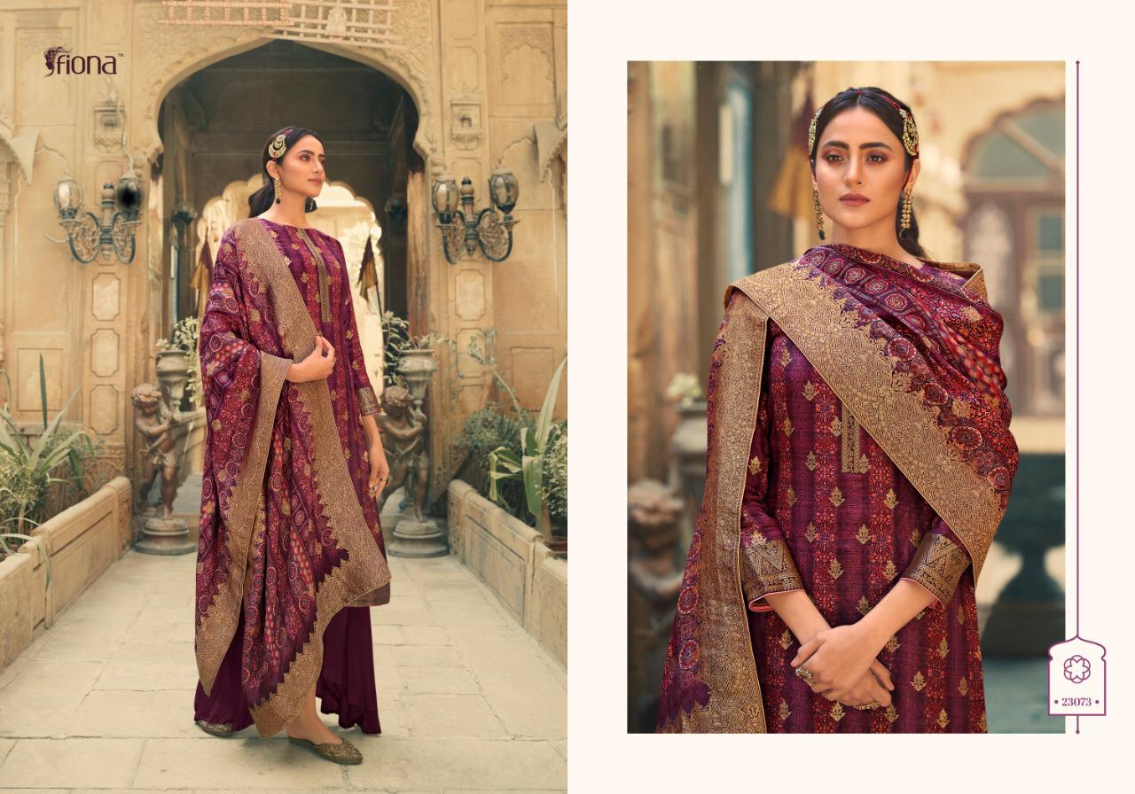 Fiona Launched Saanvi Pure Dola Jacquard Digital Print Fancy Designer Salwar Suits Wholesale Dealer Surat