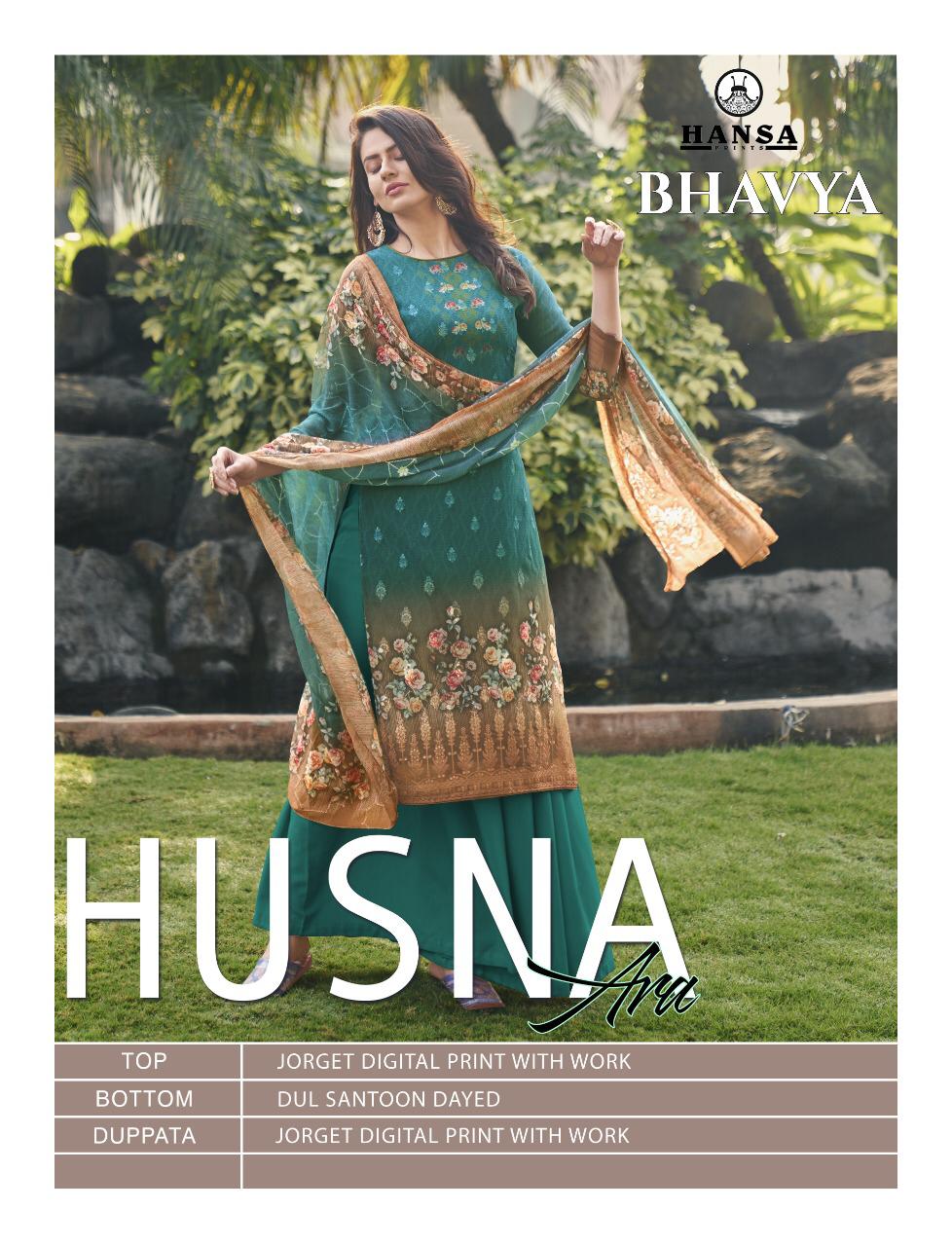 Hansa Husna Launched Bhavya Georgette Digital Print With Work Fancy Designer Salwar Kameez Wholesale Dealer Surat